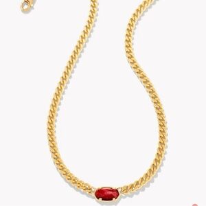Kendra Scott Elisa 18k Gold Vermeil Curb Chain Necklace in Red Tiger’a Eye